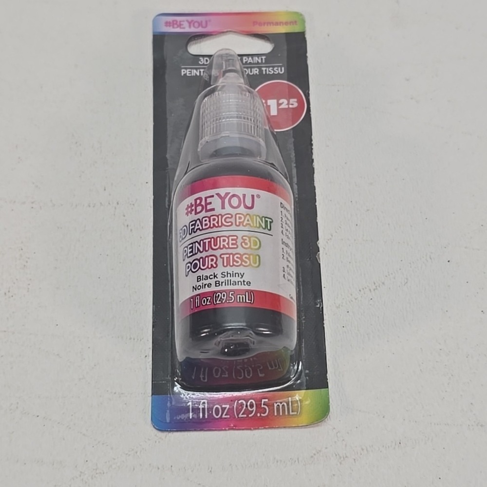 Be You 1oz 3D Fabric Paint Shiny Black - Dimensional, Permanent